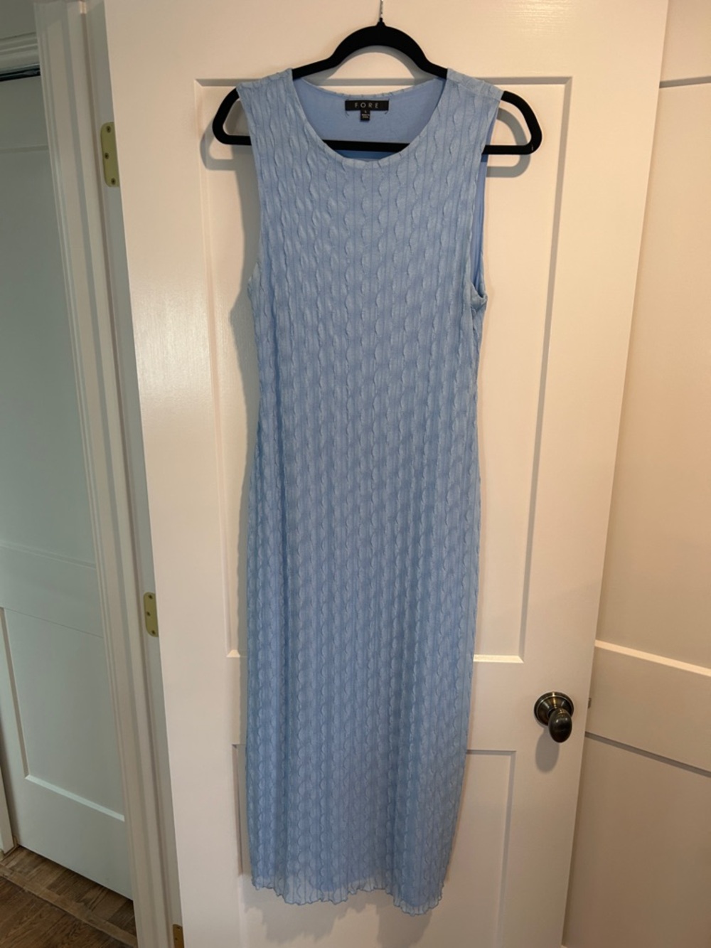 Boutique Blue Sleeveless Cable-Knit Midi Dress